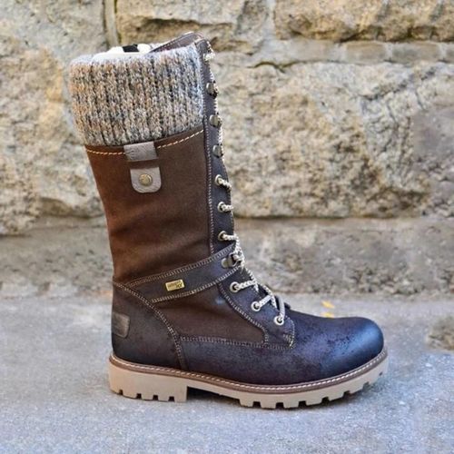 Bottes D'hiver Pour Femmes-Bout Rond,Plateforme,Chaud,Marron,Taille 38 Marron,38