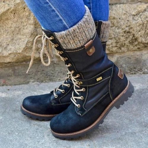 Bottes D'hiver Pour Femmes-Plate-Forme À Bout Rond,Noir Chaud Taille 40 Noir,40