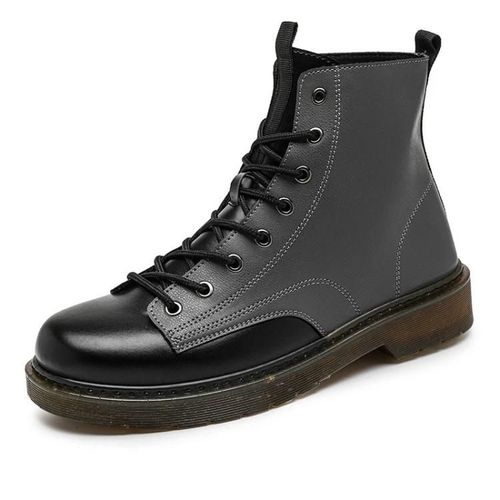 Bottes De Motard Montantes Pour Hommes-Chaussures De Travail À Lacets,Gris,Taille 41-Gris,41