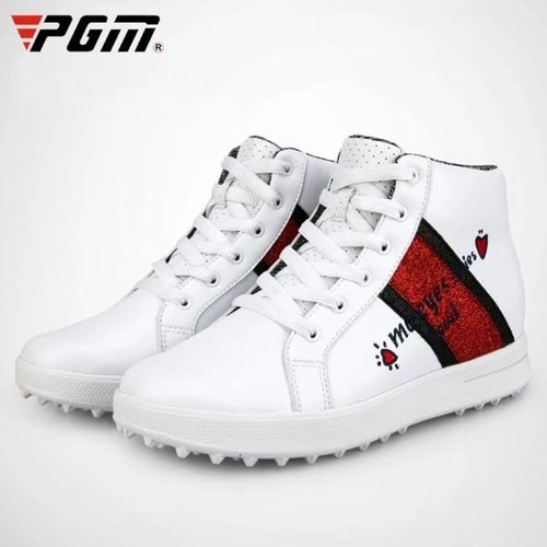 Baskets De Golf Montantes Pour Femmes-Hauteur Accrue,Cuir Microfibre,Blanc,36