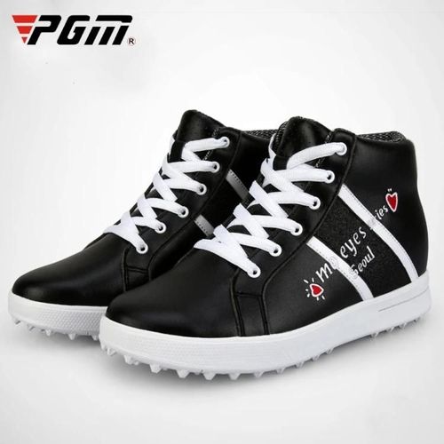 Baskets De Golf Montantes Pour Femmes-Hauteur Accrue,Cuir Microfibre,Noir,Taille 38 Noir,38