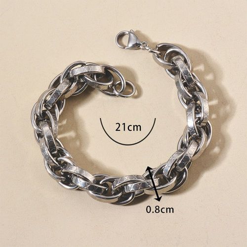 Bracelet Gourmette Hip Hop En Acier Inoxydable Pour Homme, Lien Cubain, Bijoux Punk, Accessoires Cadeaux, Joprompt Let, 1 Pc