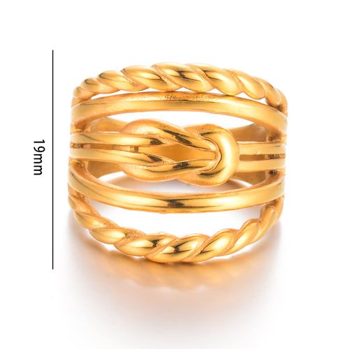 Charme De Bague En Acier Inoxydable Torsadé En Métal, Plaqué Or 18 Carats, Bijoux De Déclaration, Cadeau