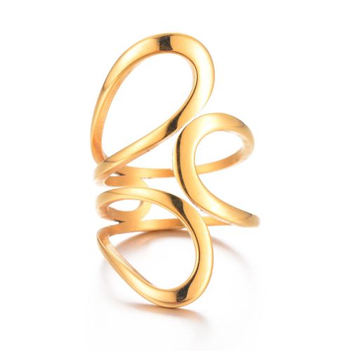 Bagues Creuses Géométriques En Acier Inoxydable Pour Femmes, Métal Doré Minimaliste, Matiques Imperméables, Cadeau De Bijoux