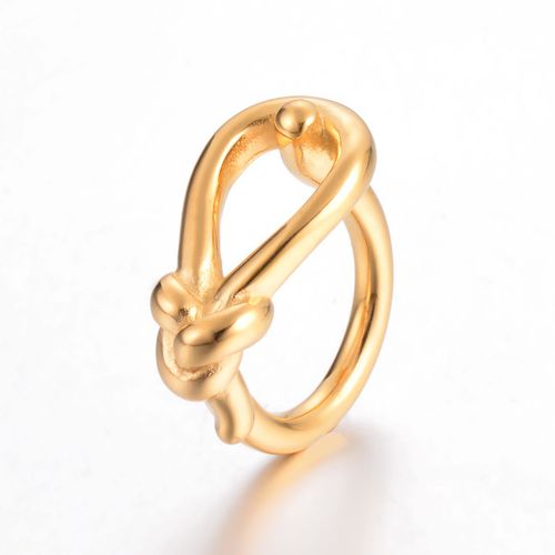 Bague En Acier Inoxydable Pour Femme, Métal Doré 18 Carats, Bijoux De Carillon, Cadeau De Haute Qualité, 1pc