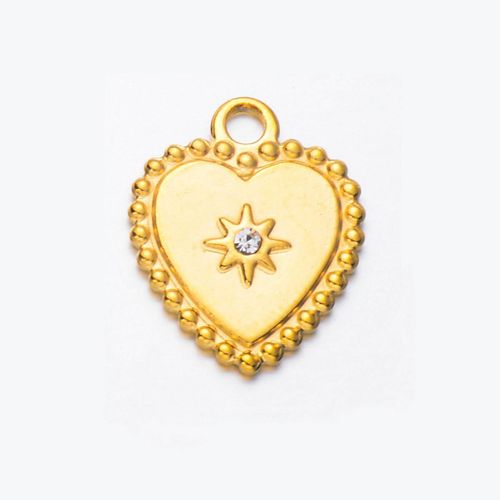 Strass No Fade Moon Star Charms, Acier Inoxydable, Coeur, Bijoux Diy, Accessoires De Direction, Vente En Gros, 3pcs, Lot
