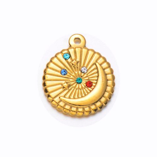 Strass No Fade Moon Star Charms, Acier Inoxydable, Coeur, Bijoux Diy, Accessoires De Direction, Vente En Gros, 3pcs, Lot