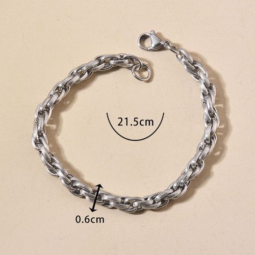 Bracelet Gourmette Hip Hop En Acier Inoxydable Pour Homme, Lien Cubain, Bijoux Punk, Accessoires Cadeaux, Joprompt Let, 1 Pc