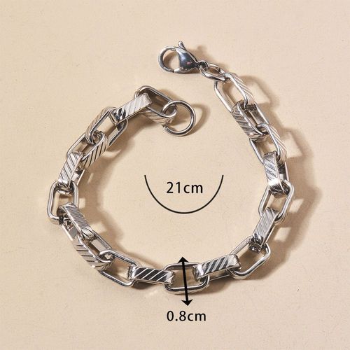 Bracelet Gourmette Hip Hop En Acier Inoxydable Pour Homme, Lien Cubain, Bijoux Punk, Accessoires Cadeaux, Joprompt Let, 1 Pc