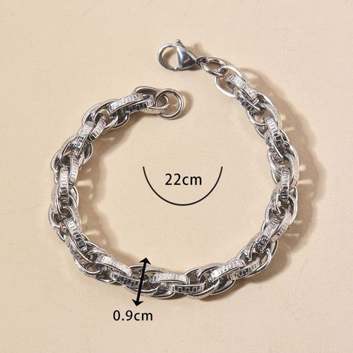 Bracelet Gourmette Hip Hop En Acier Inoxydable Pour Homme, Lien Cubain, Bijoux Punk, Accessoires Cadeaux, Joprompt Let, 1 Pc