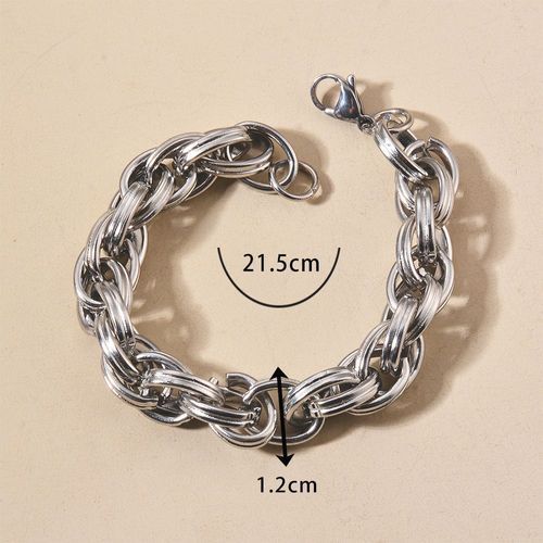 Bracelet Gourmette Hip Hop En Acier Inoxydable Pour Homme, Lien Cubain, Bijoux Punk, Accessoires Cadeaux, Joprompt Let, 1 Pc