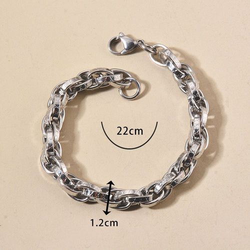 Bracelet Gourmette Hip Hop En Acier Inoxydable Pour Homme, Lien Cubain, Bijoux Punk, Accessoires Cadeaux, Joprompt Let, 1 Pc