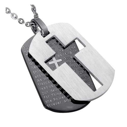 Colliers Croix Présidence En Acier Inoxydable Pour Hommes, Bijoux Chrétiens, Seigneurs De La Bible, Prière, Étiquettes De Chien, Document Doré, Cadeau De Noël