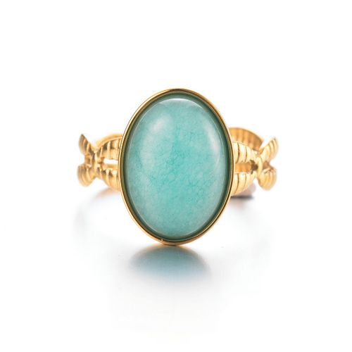 Bague Ouverte Rétro En Acier Inoxydable Pour Femme, Pierre Turquoise, Métal Doré, Matiques Minimalistes, Cadeau De Bijoux Imperméables