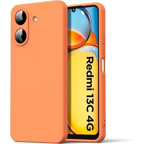Coque Pour Xiaomi Redmi 13c/Poco C65, Ultra Mince Premium Housse Souple En Silicone Liquide, Coque De Protection Pour Xiaomi Redmi 13c/Poco C65 - Orange