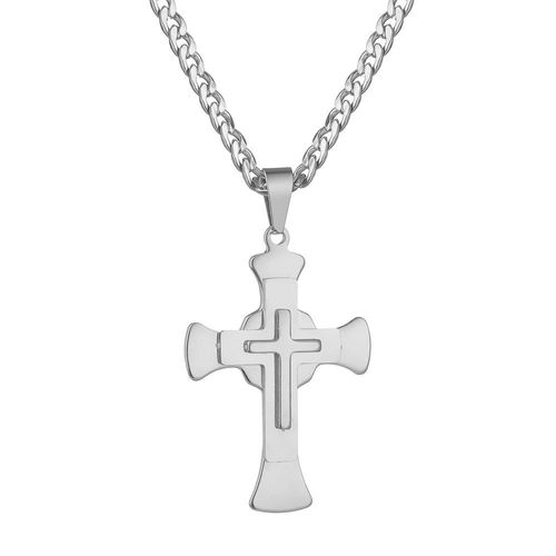 Collier Doré Avec Pendentif De Jésus En Croix À Trois Couches, En Acier Inoxydable, Bijoux Religieux, Pour Hommes Et Femmes