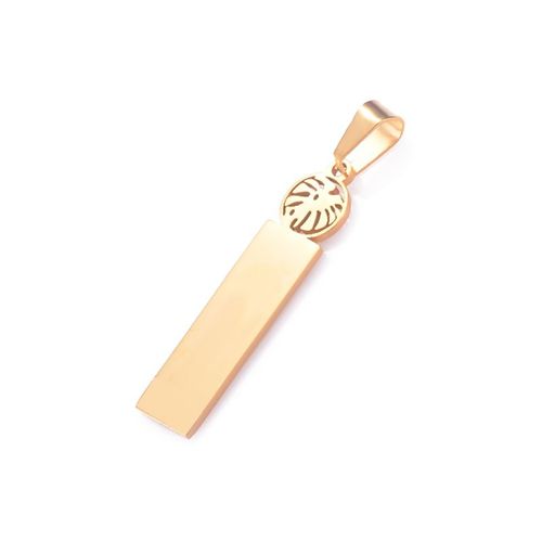 Étiquettes En Acier Inoxydable, Rectangle Fleur De Palmier, Estampage Blanc, Pendentif Nom Ou Logo, Résultats De Collier De Bijoux, 5 Pièces