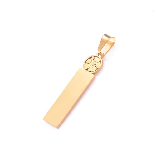 Étiquettes En Acier Inoxydable, Rectangle Fleur De Palmier, Estampage Blanc, Pendentif Nom Ou Logo, Résultats De Collier De Bijoux, 5 Pièces