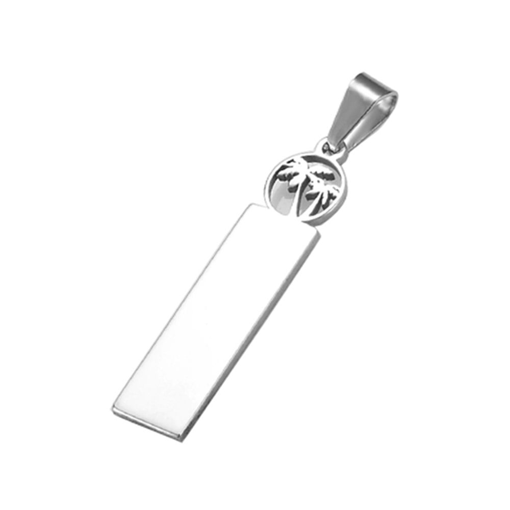 Étiquettes En Acier Inoxydable, Rectangle Fleur De Palmier, Estampage Blanc, Pendentif Nom Ou Logo, Résultats De Collier De Bijoux, 5 Pièces