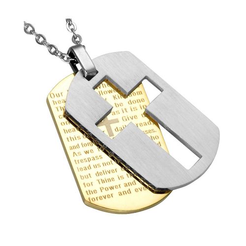 Colliers Croix Présidence En Acier Inoxydable Pour Hommes, Bijoux Chrétiens, Seigneurs De La Bible, Prière, Étiquettes De Chien, Document Doré, Cadeau De Noël