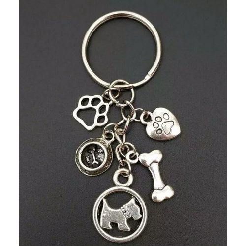 Lot De 10 Porte-Clés Mixte En Alliage Imprimé, Bol, Os Et Patte De Chien, Breloque Pour Femmes Et Filles, Pendentif, Bijoux, Accessoires