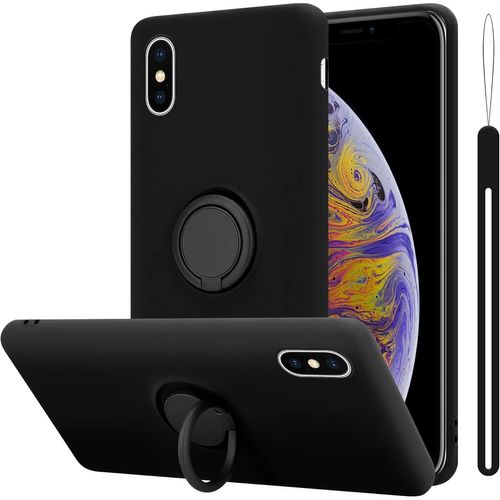 Coque Pour Apple Iphone Xs Max En Liquid Black Etui Pour Téléphone Portable En Silicone Tpu Souple Avec Anneau Coque En Silicone Ultra Slim Soft Back Cover Case Bumper