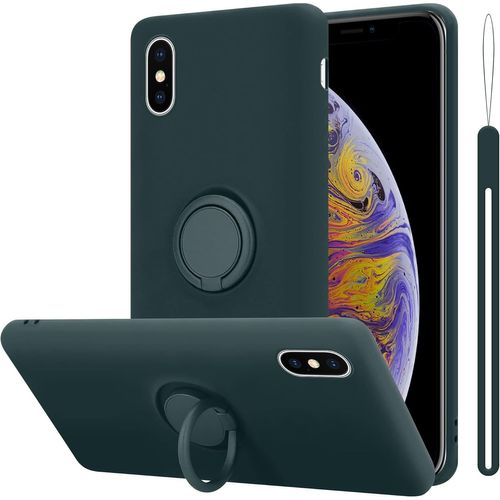 Coque Pour Apple Iphone Xs Max En Liquid Green Etui Pour Téléphone Portable En Silicone Tpu Souple Avec Anneau Coque En Silicone Ultra Slim Soft Back Cover Case Bumper