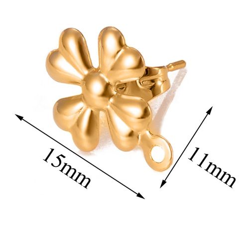 Boucles D'oreilles En Acier Inoxydable, 10 Pièces/Lot, Rose Fleur Et Feuilles, Connecteur De Poteau, Plaqué Or, Bricolage, Fabrication De Bijoux, Accessoire