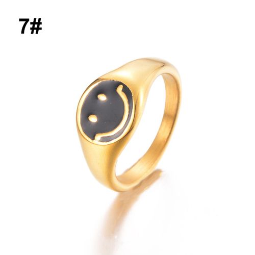 Bagues Ouvertes Croix Étoile Noire En Émail Pour Femme, Acier Inoxydable, Métal Doré Minimaliste, Matiques Imperméables, Cadeau De Bijoux