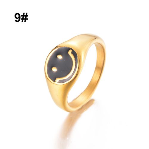 Bagues Ouvertes Croix Étoile Noire En Émail Pour Femme, Acier Inoxydable, Métal Doré Minimaliste, Matiques Imperméables, Cadeau De Bijoux