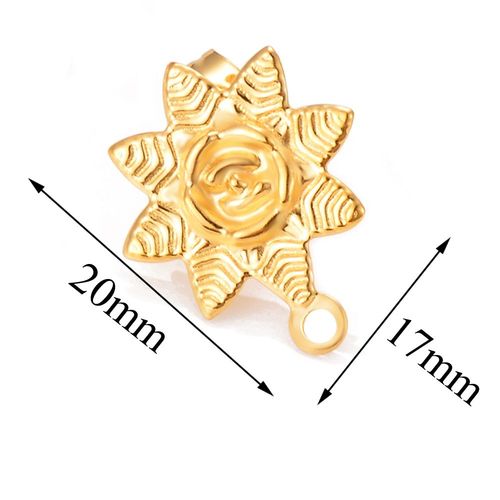Boucles D'oreilles En Acier Inoxydable, 10 Pièces/Lot, Rose Fleur Et Feuilles, Connecteur De Poteau, Plaqué Or, Bricolage, Fabrication De Bijoux, Accessoire