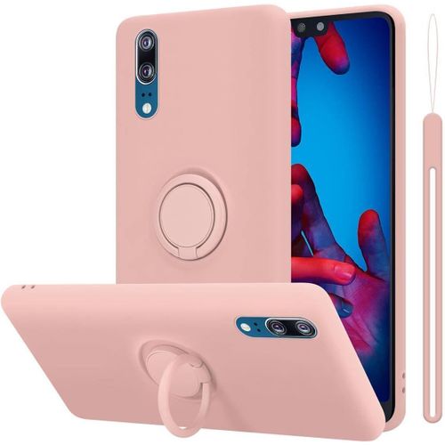 Coque Pour Huawei P20 En Liquid Pink - Etui Pour Téléphone Portable En Silicone Tpu Souple Avec Anneau - Coque En Silicone Ultra Slim Soft Back Cover Case Bumper