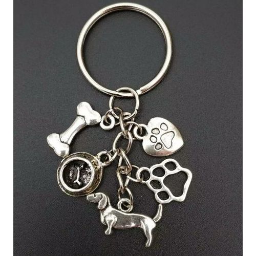 Lot De 10 Porte-Clés Mixte En Alliage Imprimé, Bol, Os Et Patte De Chien, Breloque Pour Femmes Et Filles, Pendentif, Bijoux, Accessoires