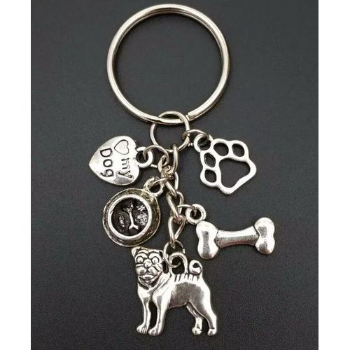 Lot De 10 Porte-Clés Mixte En Alliage Imprimé, Bol, Os Et Patte De Chien, Breloque Pour Femmes Et Filles, Pendentif, Bijoux, Accessoires