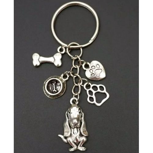 Lot De 10 Porte-Clés Mixte En Alliage Imprimé, Bol, Os Et Patte De Chien, Breloque Pour Femmes Et Filles, Pendentif, Bijoux, Accessoires