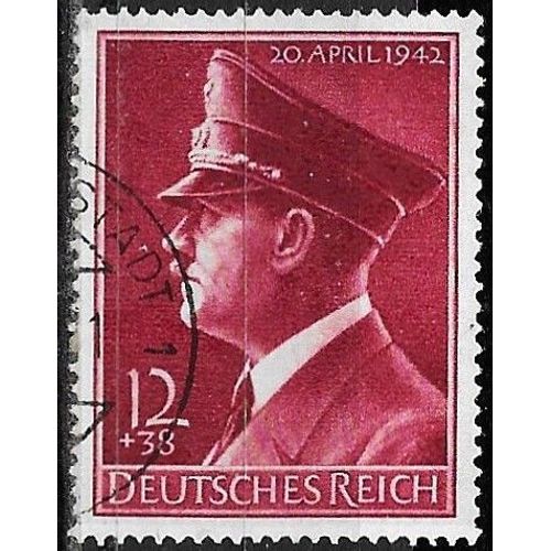 Allemagne, 3ème Reich 1942, Beau Timbre Yvert 737, 53ème Anniversaire Chancelier Hitler, Oblitéré, Tbe, Cote 10 Euros.