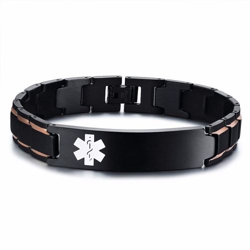 Vnox-Bracelets Médicaux Sacid Pour Homme, En Acier Inoxydable, Gravure Gratuite, Type 1 Ty.Com, 12mm