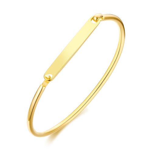 Vnox-Bracelets De Manchette Gravés Personnalisés Pour Femmes, Étiquette D'identification, Bijoux De Poignet Minimalistes, Or Rose