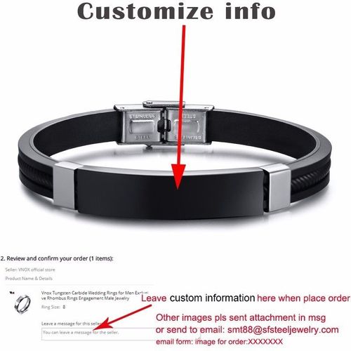 Vnox-Bracelets D'identification Personnalisés En Acier Inoxydable Pour Hommes Et Femmes, Bracelet En Silicone Noir, Bracelet De Sport Décontracté Personnalisé