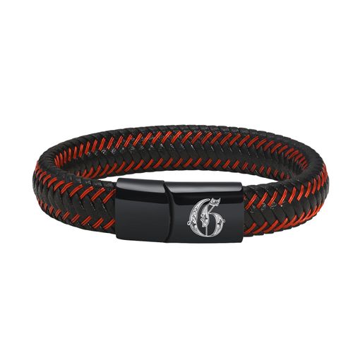 Vnox Mn A-Z Initiales 26 Lettres Bracelets En Cuir Pour Hommes, Tressé Noir Et Rouge Cuir Ulbracelet Bracelet Bijoux