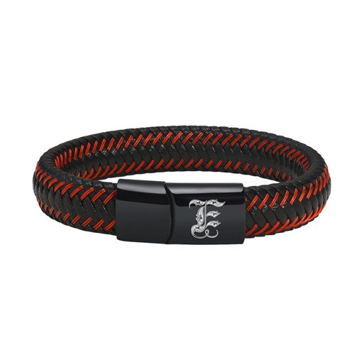 Vnox Mn A-Z Initiales 26 Lettres Bracelets En Cuir Pour Hommes, Tressé Noir Et Rouge Cuir Ulbracelet Bracelet Bijoux