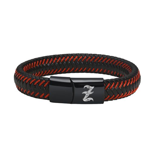 Vnox Mn A-Z Initiales 26 Lettres Bracelets En Cuir Pour Hommes, Tressé Noir Et Rouge Cuir Ulbracelet Bracelet Bijoux