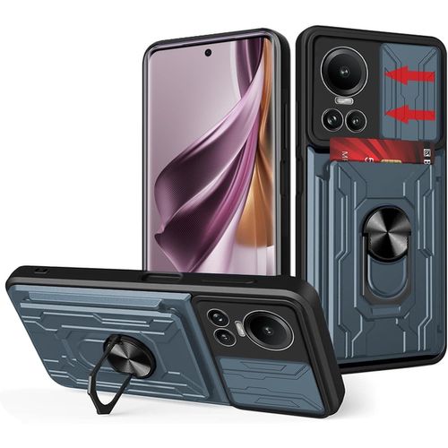 Coque Pour Oppo Reno 10 5g/10 Pro 5g, Avec Coque Coulissante Pour Appareil Photo + Anneau De Support Rotatif + Porte-Carte Amovible, Anti-Rayures, Qualité Militaire, Résistant Aux Chocs, C
