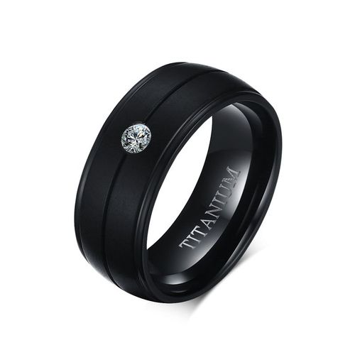 Vnox-Bague Noire Punk En Titane Pur Pour Hommes, 8mm, 256 Bandes De Mariage Avec Pierre Cz, Matiques En Titane, Bijoux Pour Hommes, Vente En Gros
