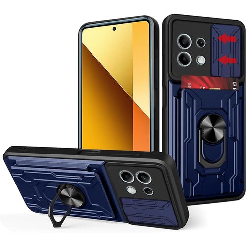 Coque Pour Xiaomi Redmi Note 13 5g, Avec Coque De Caméra Coulissante + Anneau De Support + Porte-Cartes Amovible, Tpu Souple + Polycarbonate Rigide, Anti-Rayures De Qualité Militaire,