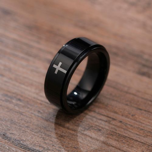 Vnox-Bague Rotative En Acier Inoxydable Pour Hommes, Bijou Avec Croix, Libération Souligné, Jésus Christ
