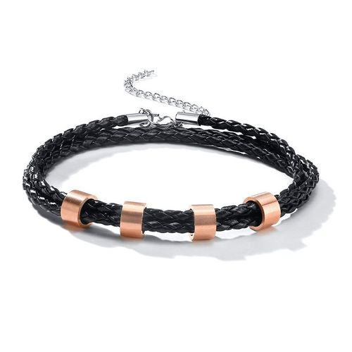 Vnox-Bracelets En Cuir Superposé Avec Perles Pour Hommes, Nom De Famille Personnalisé Gratuit, Bracelet À Breloques, Cadeau De Couple De Travailleurs, Papa, Fils