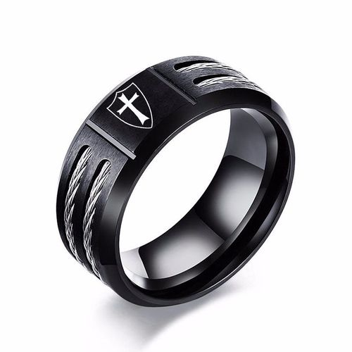 Vnox-Bague Personnalisée En Acier Inoxydable Wia Pour Homme, Croix, Chevaliers Templiers, Bouclier Oum Interface Wold, Cadeau Personnalisé Pour Lui