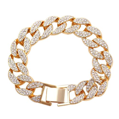 Bracelets Hip Hop En Strass Glacé, Bijoux De Luxe, Chaîne À Maillons Cubains, Miami, Chaîne À Maillons, Couleur Or