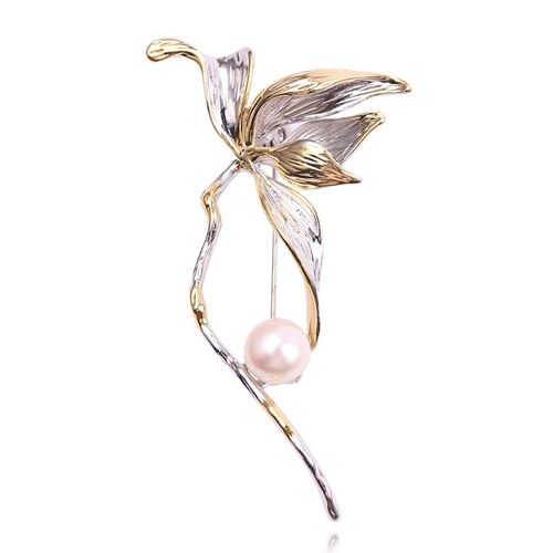Broche De Perle En Métal Pour Femmes, Breloque Élégante, Fleur D'eau Douce, Magnifique, Chic, Cocktail, Fête, Bijoux Spéciaux